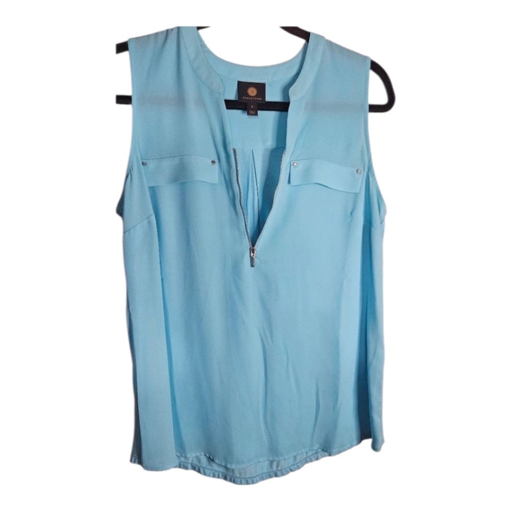 JM Collection Sky Blue Sleeveless Blouse